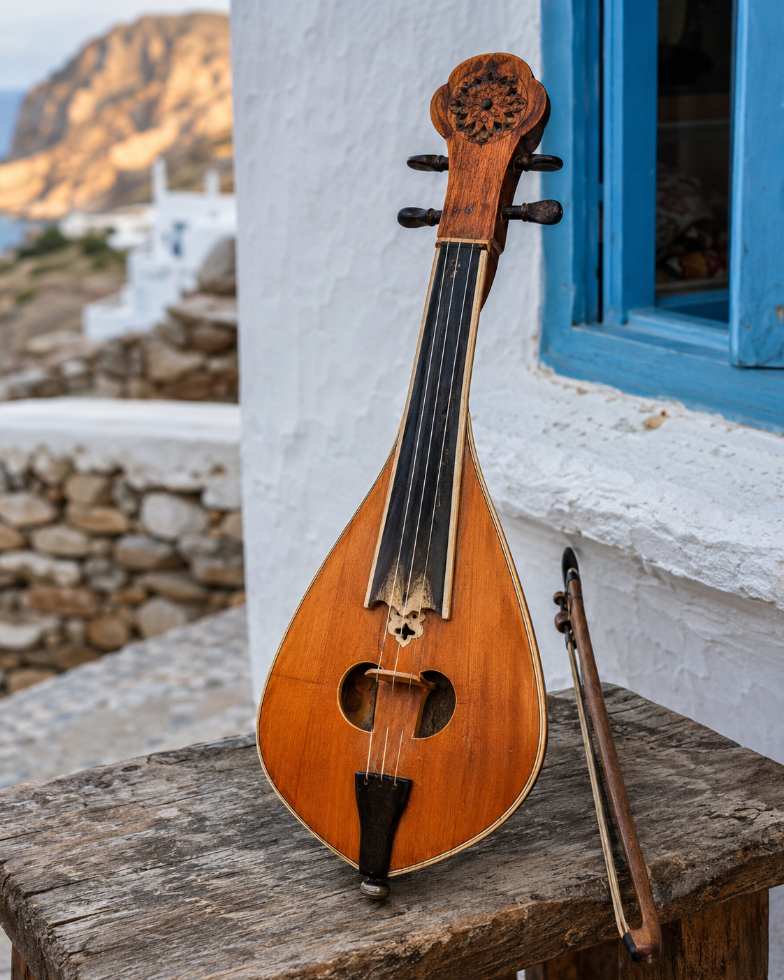 Traditional blue door in Olympos, Karpathos